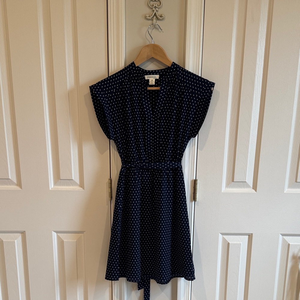 Navy Square Polka Dot Kids Dress size S